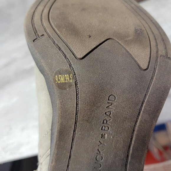 Lucky Brand Boot Womens 9.5 Gray Studded Ankle Bootie Heeled Side Zip - Picture 5 of 9